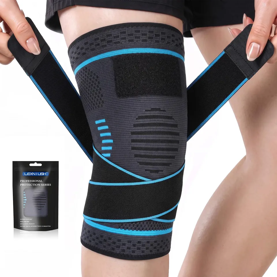lexniush-kniebandage-mit-riemen-kompression-graublau-3xl image 1