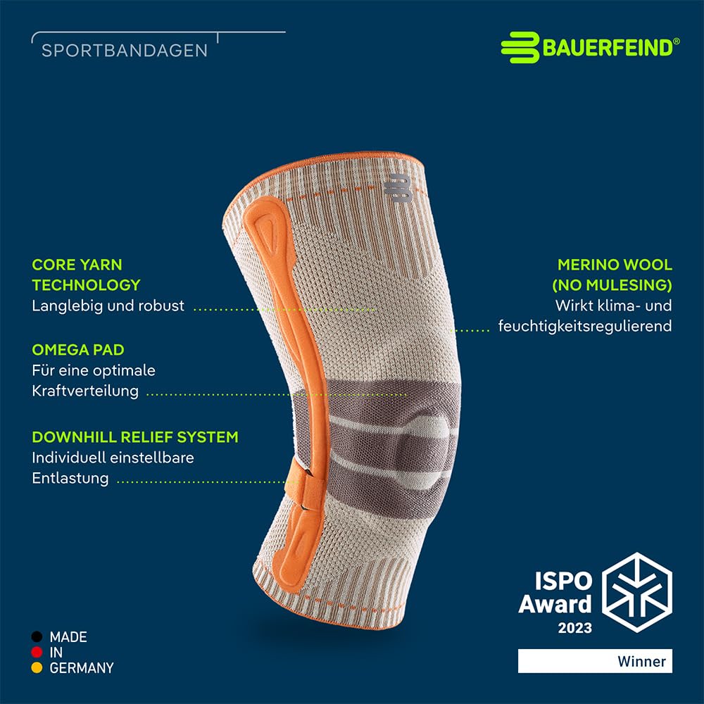 bauerfeind-outdoor-knee-support-kniebandage-l-sandstone-orange-merino image 2