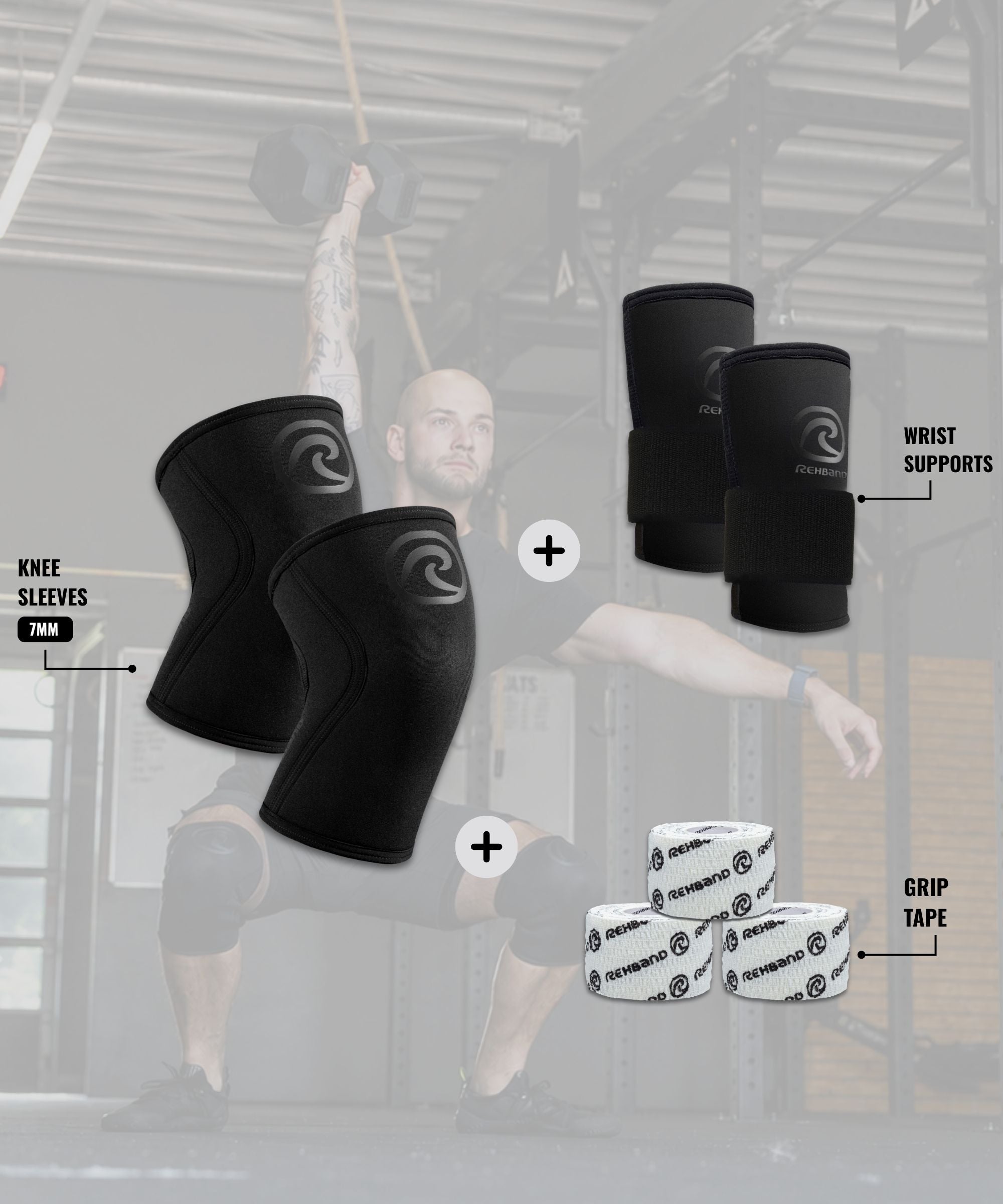 rehband-rx-kit-pro-set-knee-sleeve-7mm-wrist-support-power-wrap image 2