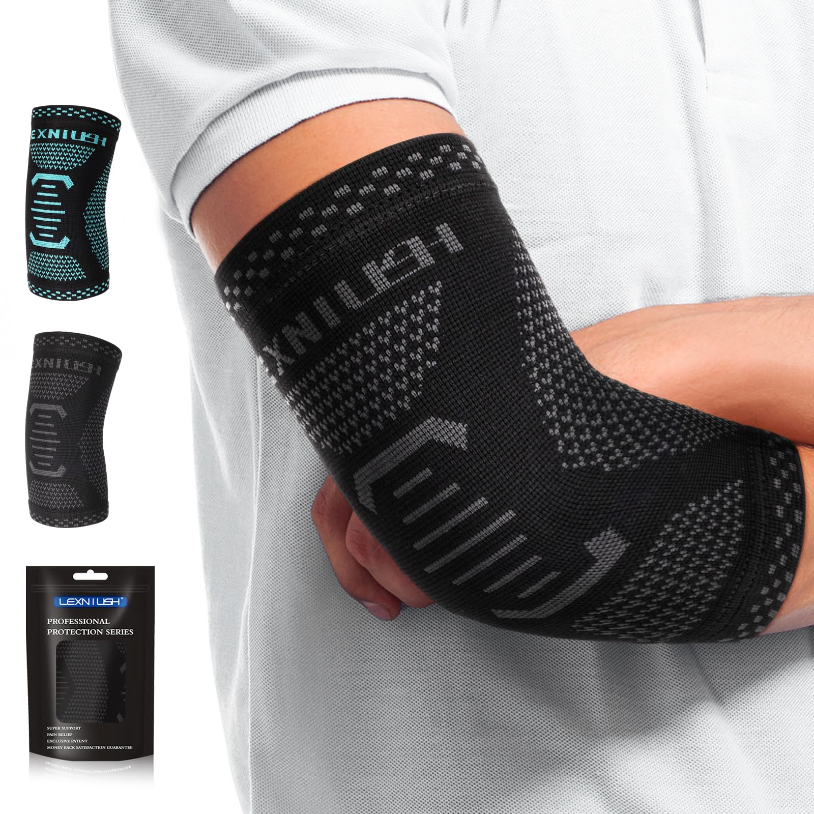 lexniush-ellenbogenbandage-xl-tennisarm-golferarm-kompression-schwarz-blau image 8
