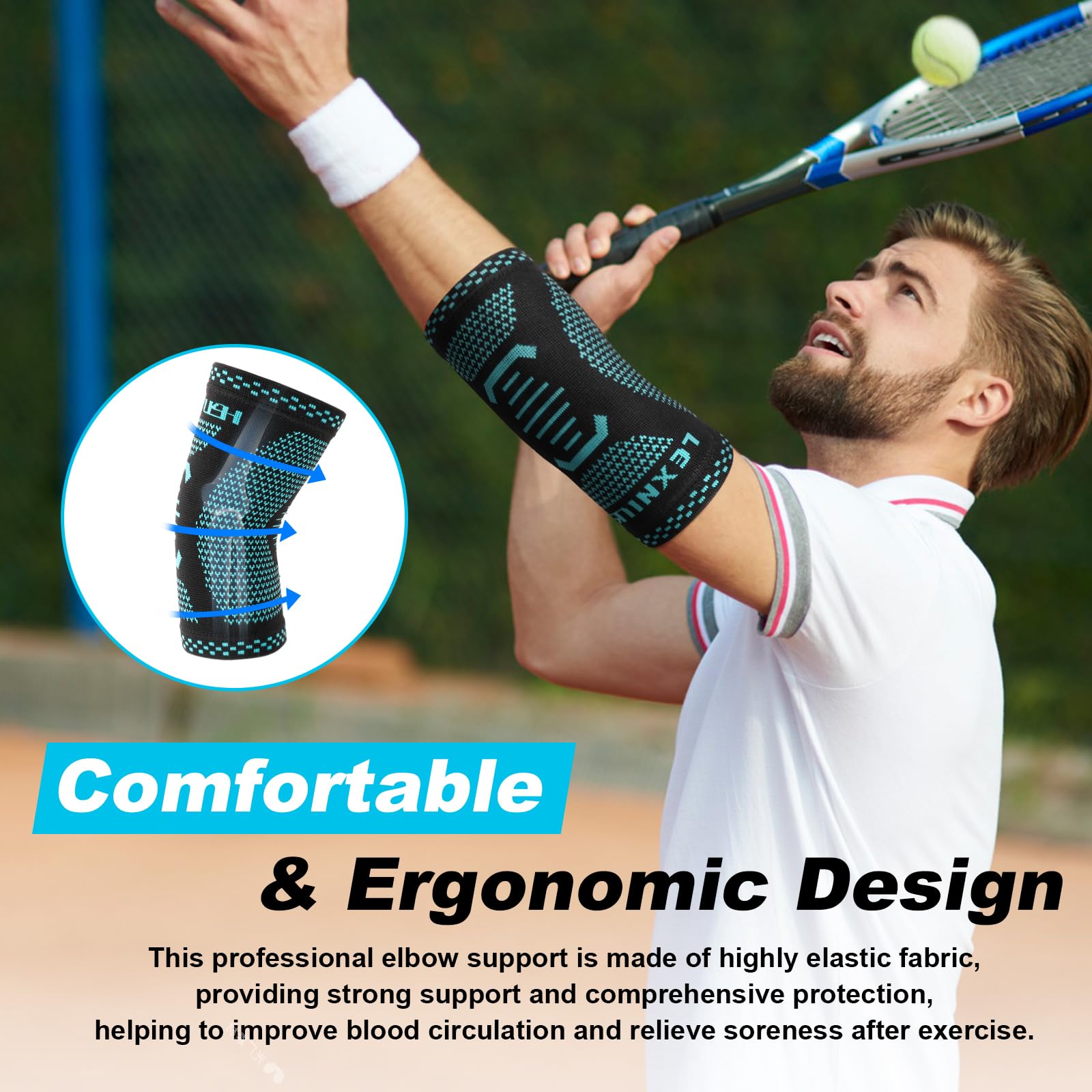lexniush-ellenbogenbandage-xl-tennisarm-golferarm-kompression-schwarz-blau image 5
