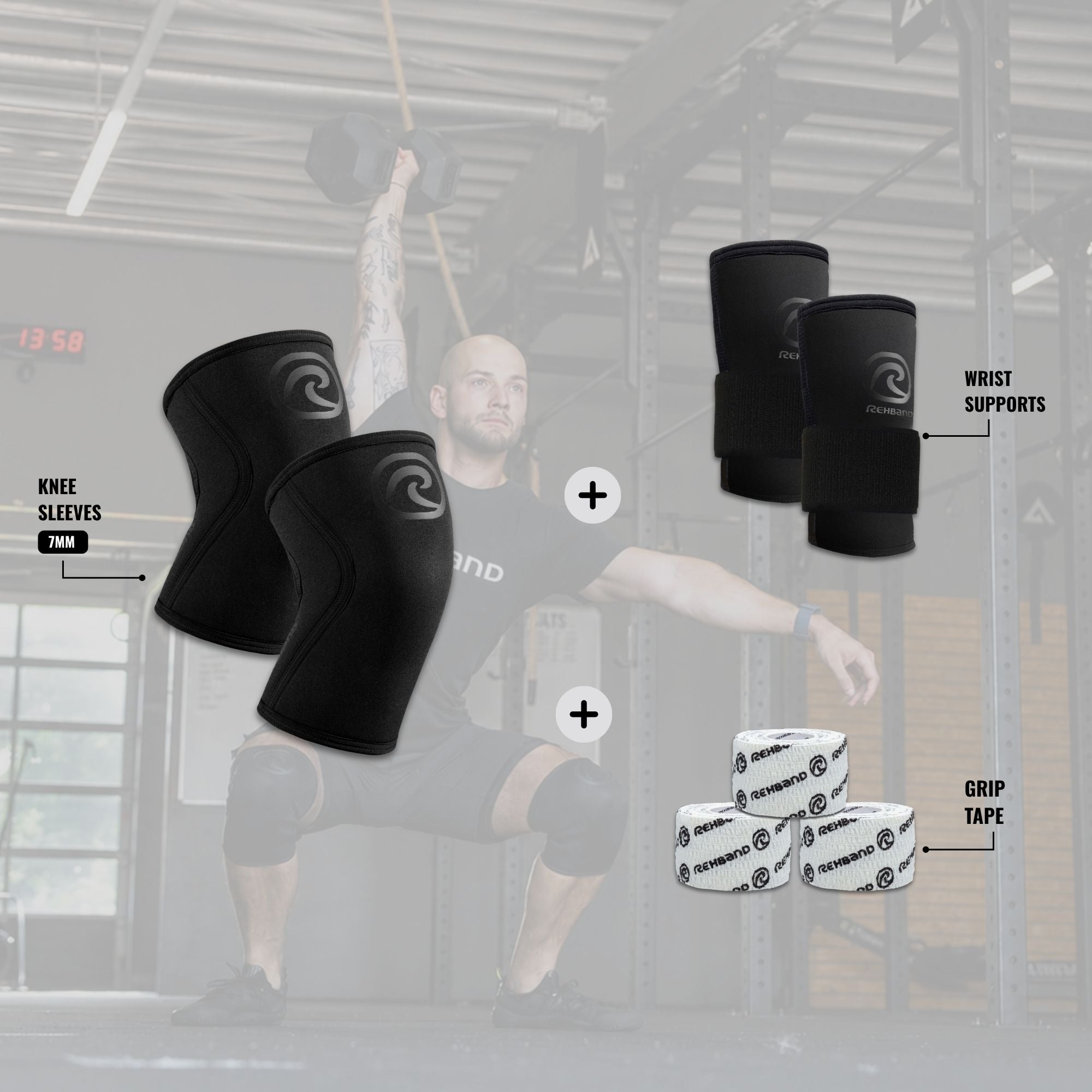 rehband-rx-kit-pro-set-knee-sleeve-7mm-wrist-support-power-wrap image 1