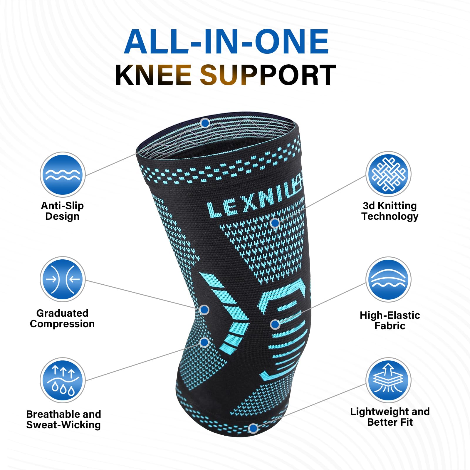 lexniush-kniebandage-kompression-schwarz-blau-xl image 2