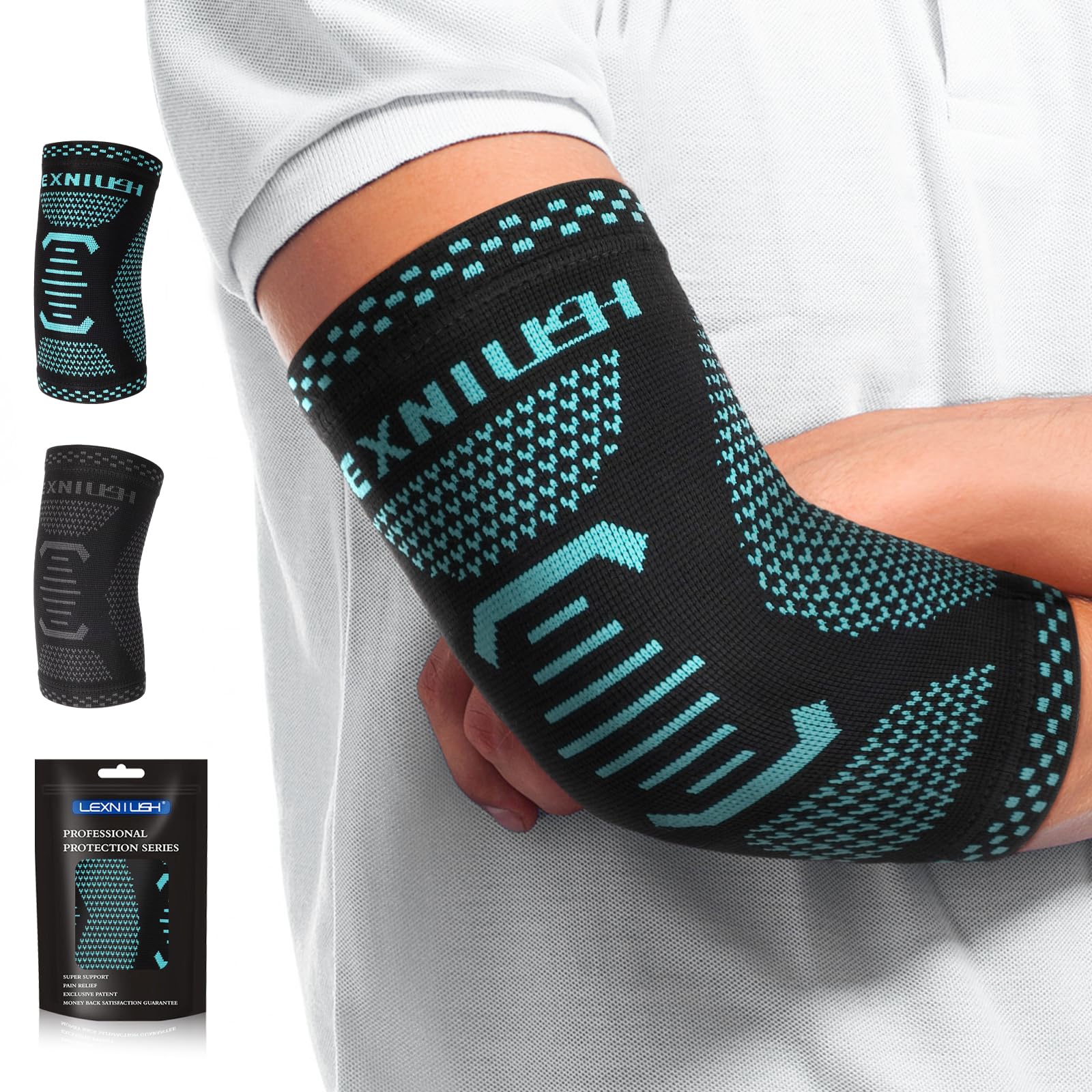 lexniush-ellenbogenbandage-xl-tennisarm-golferarm-kompression-schwarz-blau image 1