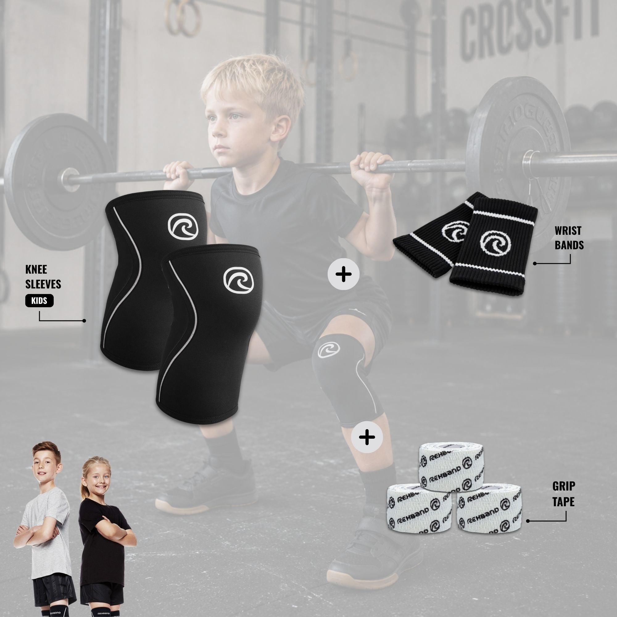 rehband-rx-kit-junior-rx-knee-sleeve-5mm-junior-wrist-bands-set image 1